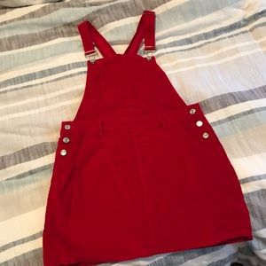 Mini red overall dress